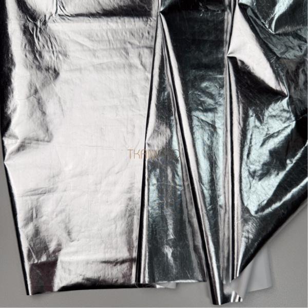 Ткань плащевая фольгированная цвет серебро, арт. PL4137-1