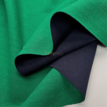 Трикотаж двухсторонний цвет зеленый и темный синий, арт. D2N2018-3