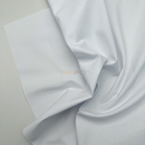 Хлопок поплин стрейч цвет белый, арт. TC2043-1