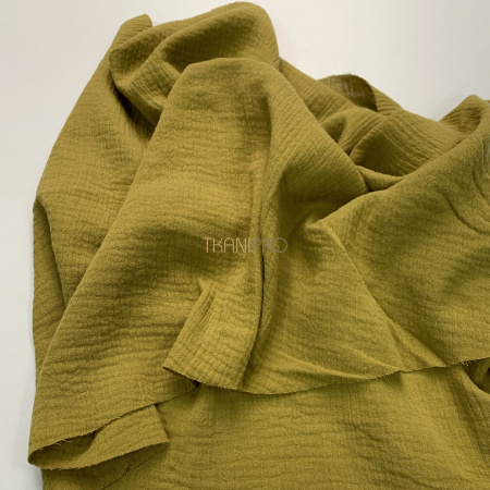 Муслин двухслойный, арт. MC4130-12 цвет зеленый горчичный