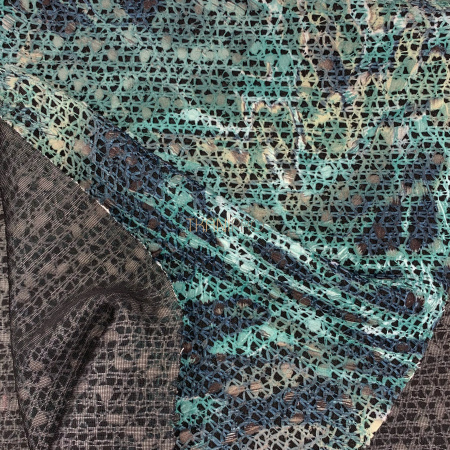 Кружево на сетке цвет зеленый и серый, арт. XK1200-1
