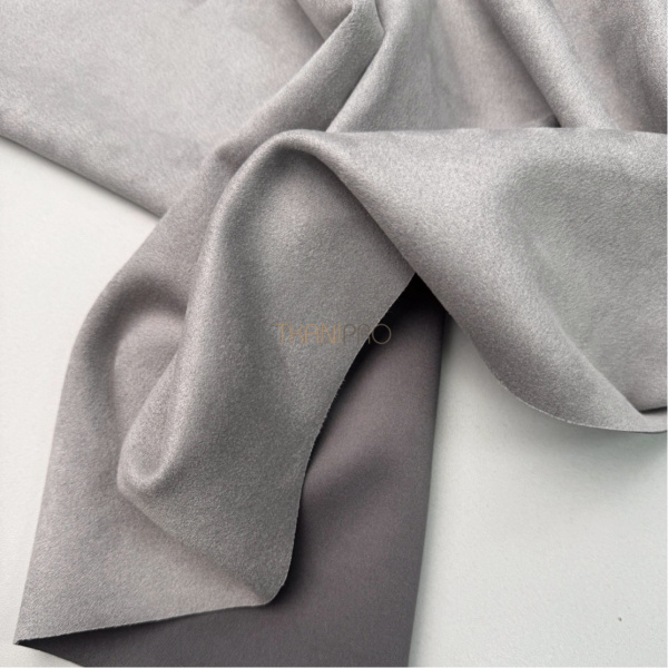 Замша на трикотажной основе  цвет серый, арт. M1344-17