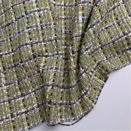 Твид с люрексом цвет салатовый и серый, арт. CT1725-1