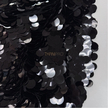 Круглые пайетки на сетке цвет черный, арт.Y2102-1