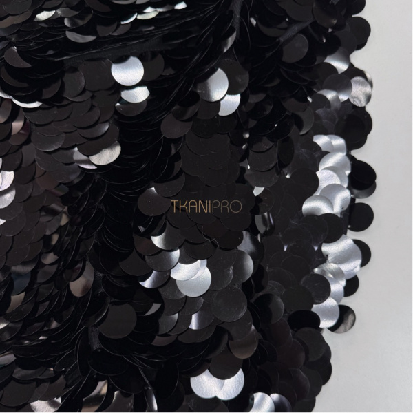 Круглые пайетки на сетке цвет черный, арт.Y2102-1