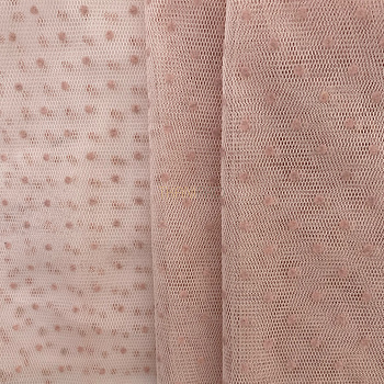 Сетка горох с флок нанесением, арт. XK2025-3 цвет пыльная роза