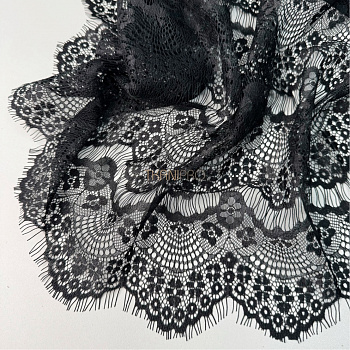 Кружево шантильи цвет черный, арт. QT2015-1