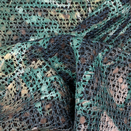 Кружево на сетке цвет зеленый и серый, арт. XK1200-1