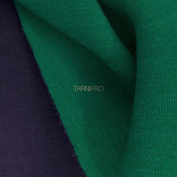 Пальтовый трикотаж двухсторонний, арт. D2N2018-3 цвет зеленый и темный синий
