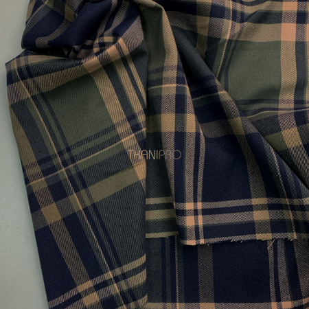 Костюмная ткань в клетку, арт. KX1977-21 цвет синий, хаки и бежевый Костюмная ткань в клетку, арт. KX1977-21 цвет синий, хаки и бежевый