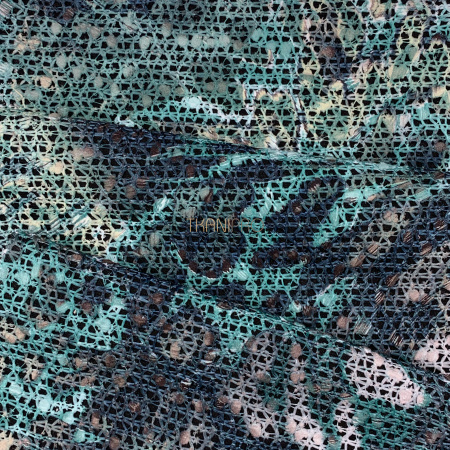 Кружево на сетке цвет зеленый и серый, арт. XK1200-1