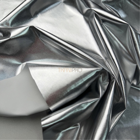 Ткань плащевая фольгированная цвет серебро, арт. PL4136-1