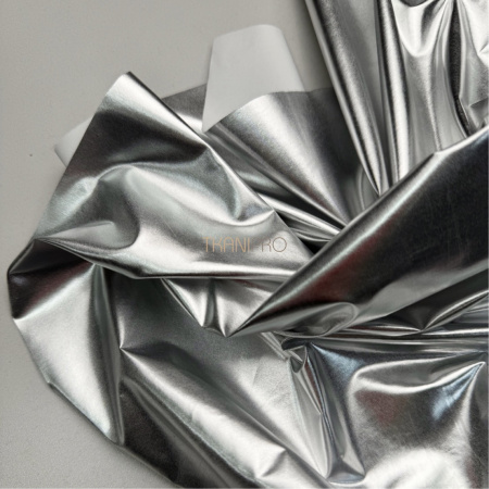 Ткань плащевая фольгированная цвет серебро, арт. PL4136-1