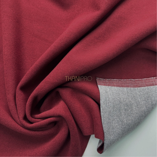 Пальтовая ткань двухсторонняя, арт. KC15D-3 цвет кирпичный и серый меланж