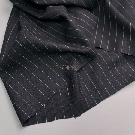 Костюмная плотная ткань в полоску цвет серый меланж, арт. KD2074-1