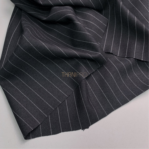 Костюмная плотная ткань в полоску цвет серый меланж, арт. KD2074-1