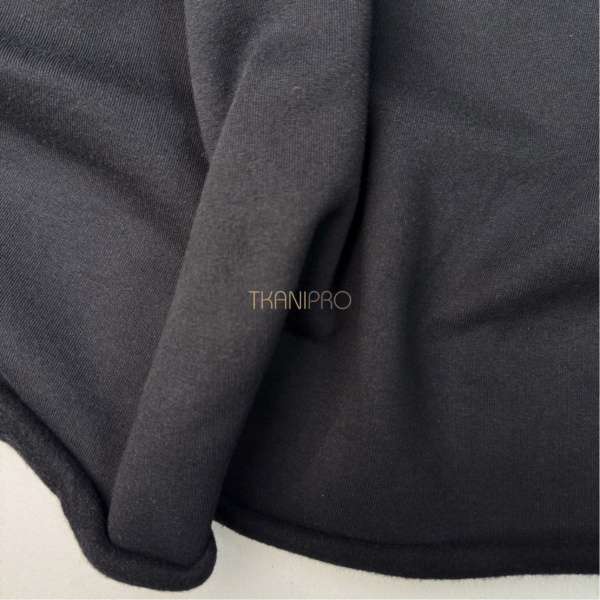 Ткань футер 3-х нитка с начесом, арт. DF2060-2 цвет черный