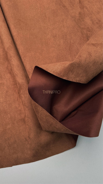 Замша на скубе коричневый рыжий, арт. M1346-1